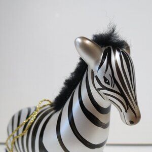 ZEBRA De Carlini ? Glass Ornament @ 5” tall Vintage Zoo